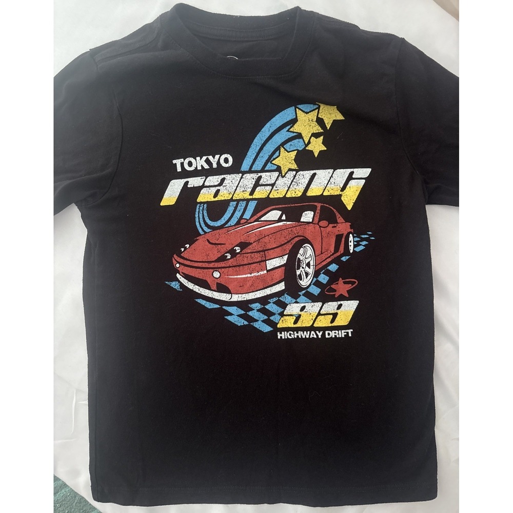 Wonder Nation Boys Tokyo Racing 99 Highway Drift Black Graphic Shirt Medium 8